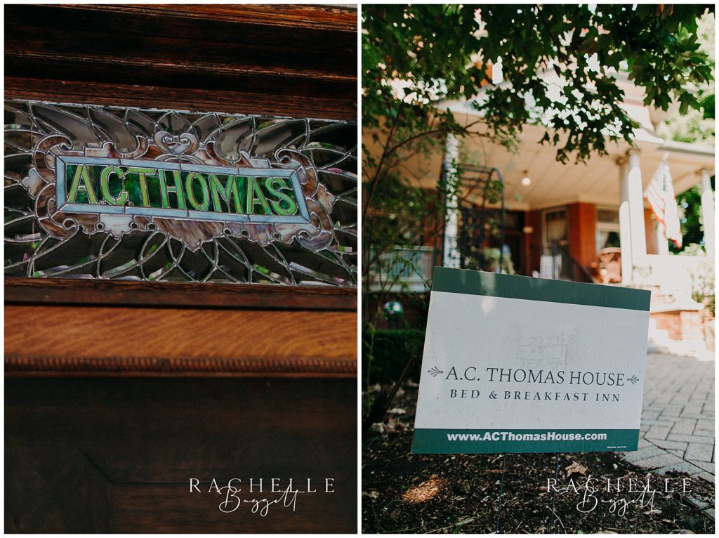 A yard sign that reads "A.C. Thomas House"