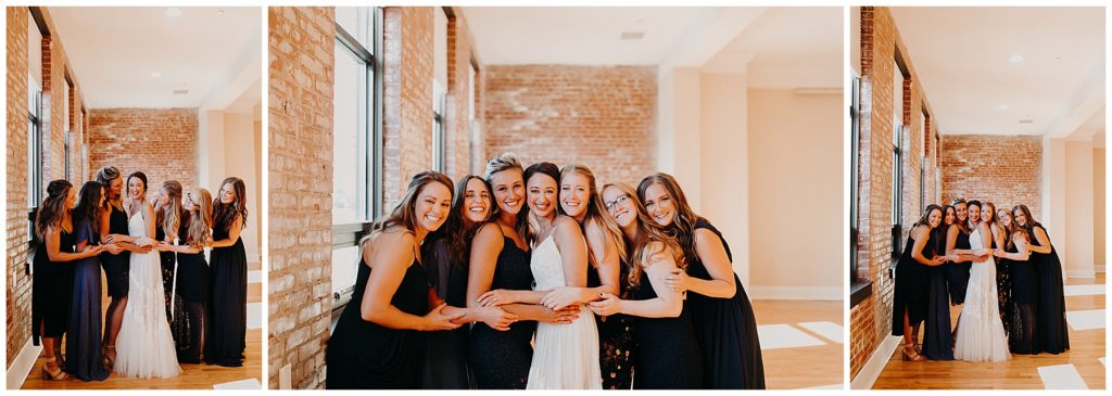 Kayce and her bridal party posing in natural lighting