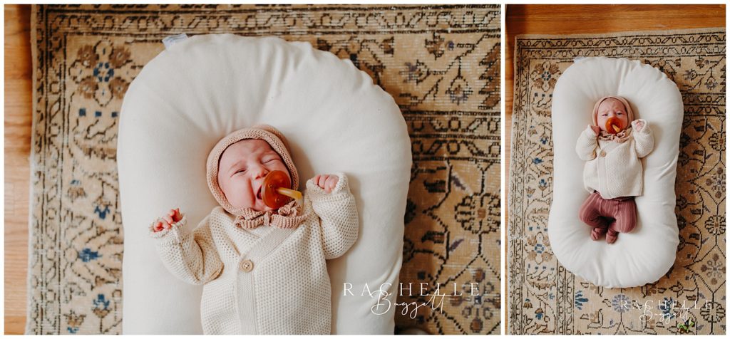 newborn baby girl, cozy in-home family session