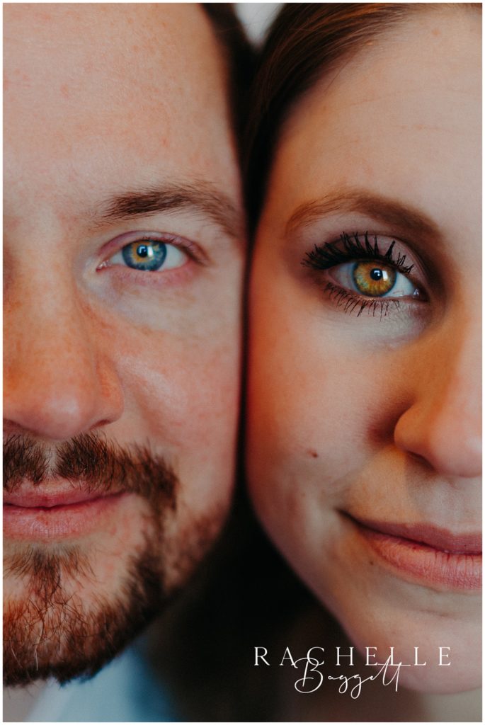 close up of man and woman with vibrant eye colors