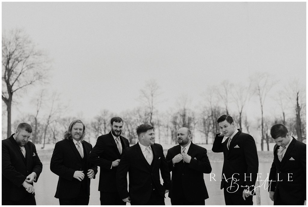 groomsmen, black and white photo