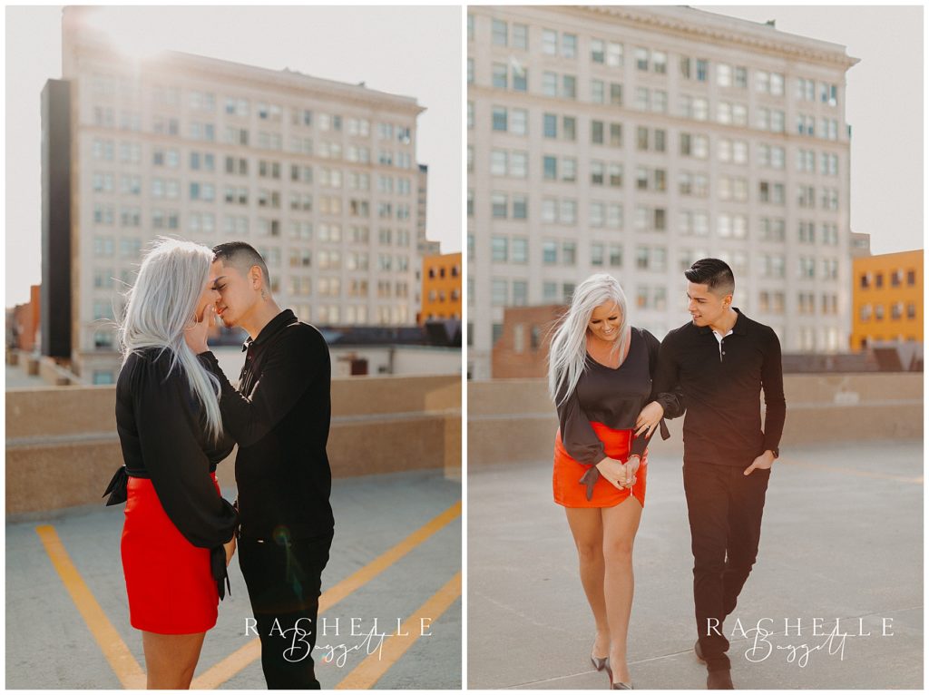 rooftop engagement session collage