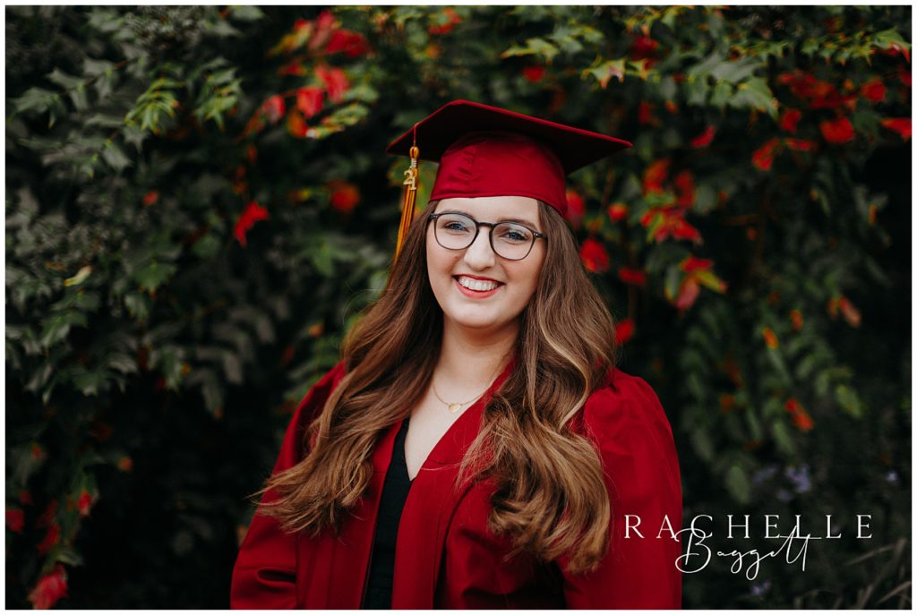 senior girl in cap and gown