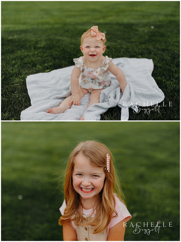 daughters sitting on a blanket in the grass during Jonkers Family Mini