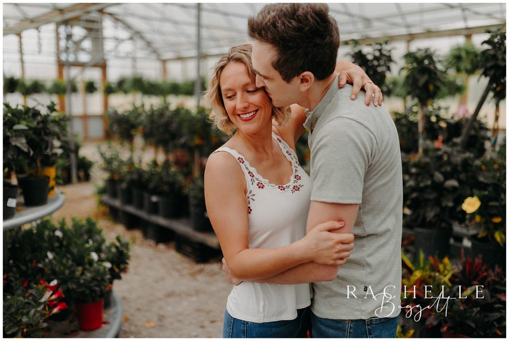couple posing during Colonial Classics Greenhouse mini session