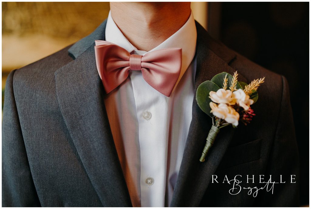 pink bowtie and boutonniere 