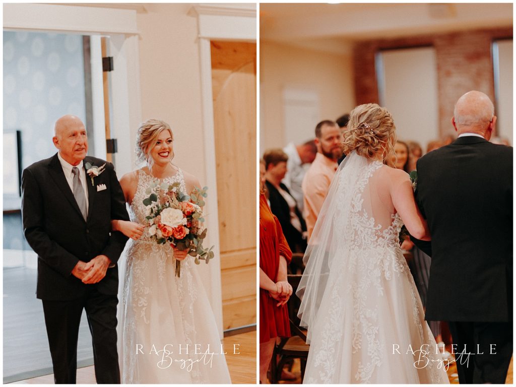 bride walking down aisle with grandfather