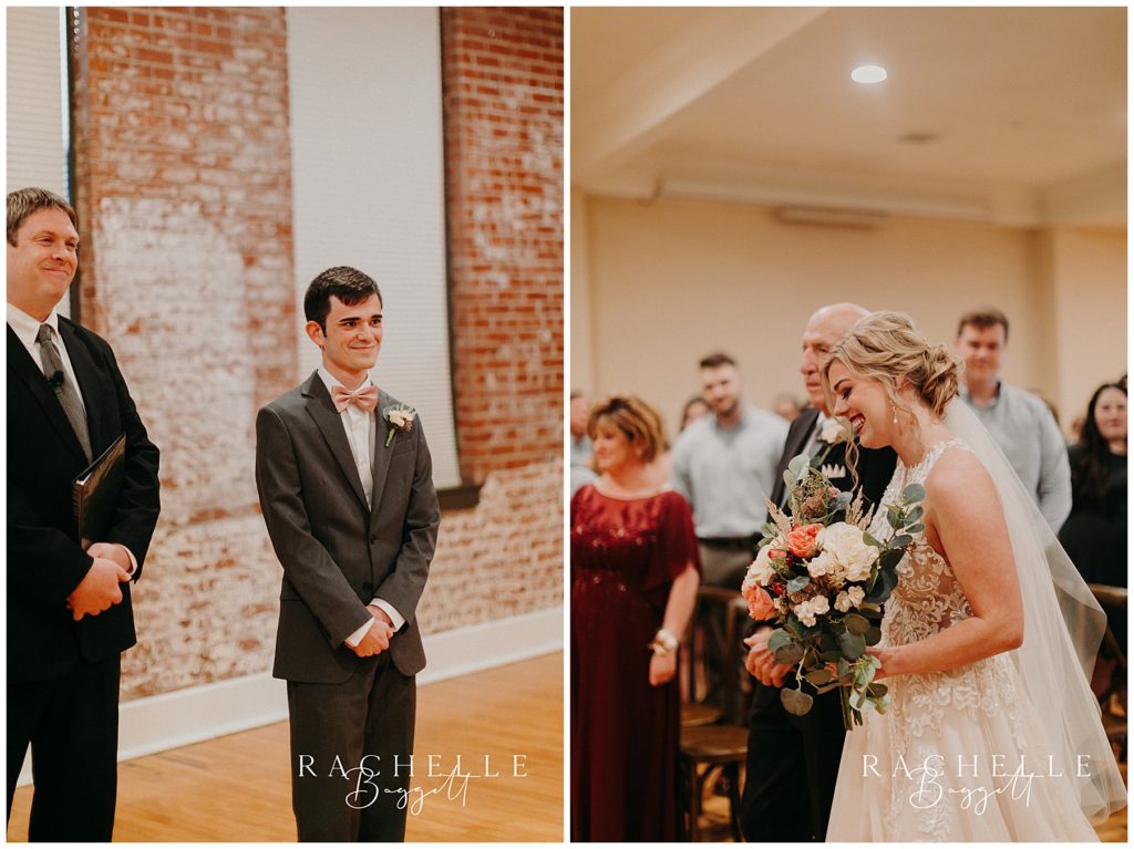 bride and groom reaction to seeing each other for the first time