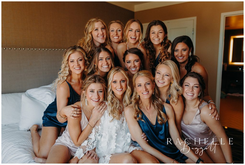 bridal party smiling