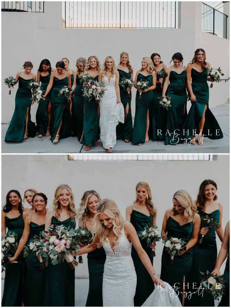 bridal party candids outside